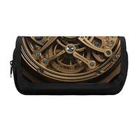 HETVBNS Cool Steampunk Gears Pencil Case Extra Large, Double Layer Pencil Pouch with Zipper, Portable Cosmetic Bags for Travel, Office Stationery Organizer for Women Men