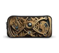 HETVBNS Cool Steampunk Gears Pencil Case Large Capacity, Durable Pencil Pouch Portable Small Cosmetic Bag with Metal Zipper, Simple Makeup Pouch Aesthetic Toiletry Bag for Travel Office