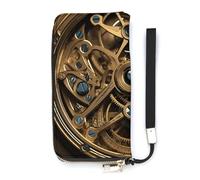 HETVBNS Cool Steampunk Gears Wallet, Elegant Wristlet Wallet with Multi-Card Slots, PU Leather Long Purse for Women, Men