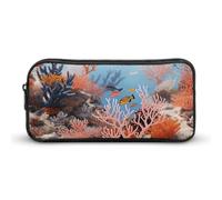 HETVBNS Coral Reef Pencil Case Large Capacity, Durable Pencil Pouch Portable Small Cosmetic Bag with Metal Zipper, Simple Makeup Pouch Aesthetic Toiletry Bag for Travel Office
