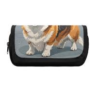 HETVBNS Corgi Pattern Corgi Pattern Pencil Case Extra Large, Double Layer Pencil Pouch with Zipper, Portable Cosmetic Bags for Travel, Office Stationery Organizer for Women Men