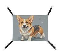 HETVBNS Corgi Pattern Corgi Pattern Pet Hammock for Cats & Dogs, Soft Breathable Canvas Hanging Hammock with Adjustable Straps, Comfortable & Durable Hanging Bed for Small to Medium Pets