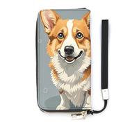 HETVBNS Corgi Pattern Corgi Pattern Wallet, Elegant Wristlet Wallet with Multi-Card Slots, PU Leather Long Purse for Women, Men