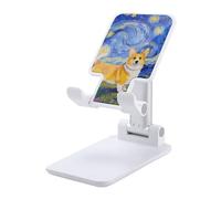 HETVBNS Corgi Starry Night Phone Stand for Desk - Adjustable & Foldable Tablet Stand Portable Cell Phone Stand Holder Compatible with 4-13” Smartphones, Tablets