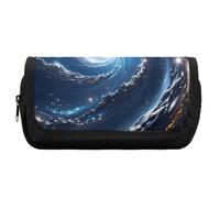 HETVBNS Cosmic Galaxy Pencil Case Extra Large, Double Layer Pencil Pouch with Zipper, Portable Cosmetic Bags for Travel, Office Stationery Organizer for Women Men