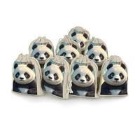 HETVBNS Cotton Linen Drawstring Bags (8-Pack) - 4.9x6.7 Inches Small Pouches Anime Panda Face Storage Bag for Cosmetics, Reusable Gift Bags for Jewelry, Travel, Wedding