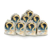 HETVBNS Cotton Linen Drawstring Bags (8-Pack) - 4.9x6.7 Inches Small Pouches Dragon Rainbow Bridge Storage Bag for Cosmetics, Reusable Gift Bags for Jewelry, Travel, Wedding