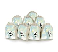 HETVBNS Cotton Linen Drawstring Bags (8-Pack) - 4.9x6.7 Inches Small Pouches Panda Star Storage Bag for Cosmetics, Reusable Gift Bags for Jewelry, Travel, Wedding