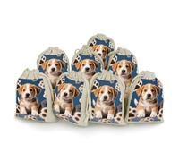 HETVBNS Cotton Linen Drawstring Bags (8-Pack) - 4.9x6.7 Inches Small Pouches Puppy Dog Paw Storage Bag for Cosmetics, Reusable Gift Bags for Jewelry, Travel, Wedding