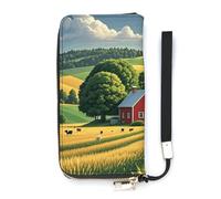 HETVBNS Country Farm Wallet, Elegant Wristlet Wallet with Multi-Card Slots, PU Leather Long Purse for Women, Men