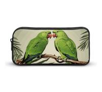HETVBNS Couple Parrots Olive Pencil Case Large Capacity, Durable Pencil Pouch Portable Small Cosmetic Bag with Metal Zipper, Simple Makeup Pouch Aesthetic Toiletry Bag for Travel Office