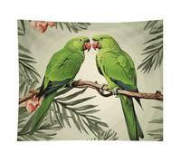 HETVBNS Couple Parrots Olive Tapestry Wall Hanging - 50"x60" Aesthetic Tapestries Soft Polyester Wall Art Decor Large Tapestry for Bedroom Living Room Dorm Backdrop, Hanging Kit Included