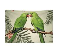 HETVBNS Couple Parrots Olive Tapestry Wall Hanging - 60"x90" Aesthetic Tapestries Soft Polyester Wall Art Decor Large Tapestry for Bedroom Living Room Dorm Backdrop, Hanging Kit Included