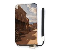 HETVBNS Cowboy Town Wallet, Elegant Wristlet Wallet with Multi-Card Slots, PU Leather Long Purse for Women, Men