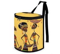 HETVBNS Creative African Culture Car Trash Can with Lid, Leakproof Hanging Automotive Trash Bin, Waterproof Garbage Storage Bag for Vehicles, RV, Bathroom, Office