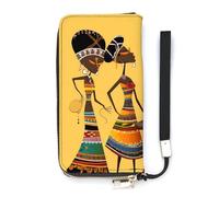 HETVBNS Creative African Culture Wallet, Elegant Wristlet Wallet with Multi-Card Slots, PU Leather Long Purse for Women, Men