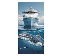 HETVBNS Cruise Ship Ocean Killer Whale Beach Towel for Adults, Extra Large Microfiber Bath Towel 31.5 X 63 Inch, Quick-Dry & Sand Free Beach Towels for Travel, Picnic