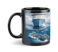 HETVBNS Cruise Ship Ocean Killer Whale Coffee Mug, Ceramic Mug with Handle - Double-Sided Print, Elegant 11oz Coffee Cup for Women Men, Dishwasher Safe