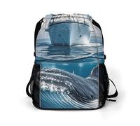 HETVBNS Cruise Ship Ocean Killer Whale Drawstring Backpack, Dry Wet Separate Gym Bag Unisex Sports Drawstring Bag for Work, Fitness