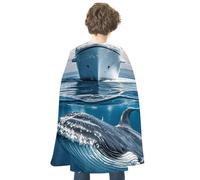 HETVBNS Cruise Ship Ocean Killer Whale Halloween Cape Reversible Cosplay Costume Party Cloak for Masquerade, Christmas, Role Play