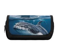 HETVBNS Cruise Ship Ocean Killer Whale Pencil Case Extra Large, Double Layer Pencil Pouch with Zipper, Portable Cosmetic Bags for Travel, Office Stationery Organizer for Women Men