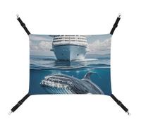 HETVBNS Cruise Ship Ocean Killer Whale Pet Hammock for Cats & Dogs, Soft Breathable Canvas Hanging Hammock with Adjustable Straps, Comfortable & Durable Hanging Bed for Small to Medium Pets