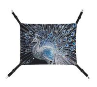 HETVBNS Crystal Peacock Pet Hammock for Cats & Dogs, Soft Breathable Canvas Hanging Hammock with Adjustable Straps, Comfortable & Durable Hanging Bed for Small to Medium Pets