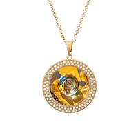 HETVBNS - Crystal Tiger Necklace, Alloy Round Pendant with Diamond, Elegant Pendant Necklace for Women Men, Una talla, Metal, Alloy.
