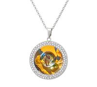 HETVBNS - Crystal Tiger Necklace, Alloy Round Pendant with Diamond, Elegant Pendant Necklace for Women Men, Una talla, Metal, Alloy.