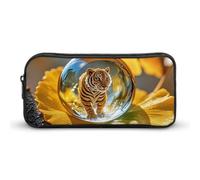 HETVBNS Crystal Tiger Pencil Case Large Capacity Zipper Pouch, Durable Pencil Box Organizer, Portable Small Cosmetic Bag for Office, Travel