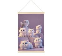 HETVBNS Cute And Adorable Cat Wall Art, 15.7 X 23.6 Inch Reusable Magnetic Poster Hanger - Canvas Poster Included, Complete Hanging Kit for Posters, Art, Maps