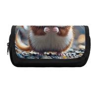 HETVBNS Cute And Weird Hamster Pencil Case Extra Large, Double Layer Pencil Pouch with Zipper, Portable Cosmetic Bags for Travel, Office Stationery Organizer for Women Men