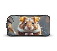 HETVBNS Cute And Weird Hamster Pencil Case Large Capacity, Durable Pencil Pouch Portable Small Cosmetic Bag with Metal Zipper, Simple Makeup Pouch Aesthetic Toiletry Bag for Travel Office
