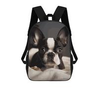 HETVBNS Cute Boston Terrier Backpack for Women Men, Durable 600D Polyester Bookbag with Large Capacity, Lightweight 17 Inch Laptop Backpack Minimalism Casual Daypack for Work, Travel