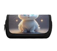 HETVBNS Cute Cartoon Rabbit Pencil Case Extra Large, Double Layer Pencil Pouch with Zipper, Portable Cosmetic Bags for Travel, Office Stationery Organizer for Women Men