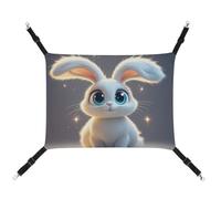 HETVBNS Cute Cartoon Rabbit Pet Hammock for Cats & Dogs, Soft Breathable Canvas Hanging Hammock with Adjustable Straps, Comfortable & Durable Hanging Bed for Small to Medium Pets