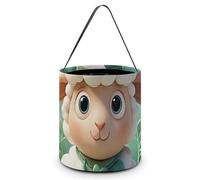HETVBNS Cute Cartoon Sheep Candy Bag Halloween Trick Or Treat Bucket 7.9x8.3in, Reusable Gift Bags for Party Holiday Wedding