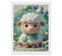 HETVBNS Cute Cartoon Sheep Diamond Painting Kits for Adults, Full Round Drill DIY Diamond Art for Beginners, 5D Gem Art and Crafts for Home Wall Decor 12"x16"