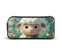 HETVBNS Cute Cartoon Sheep Pencil Case Large Capacity Zipper Pouch, Durable Pencil Box Organizer, Portable Small Cosmetic Bag for Office, Travel