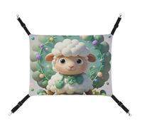 HETVBNS Cute Cartoon Sheep Pet Hammock for Cats & Dogs, Soft Breathable Canvas Hanging Hammock with Adjustable Straps, Comfortable & Durable Hanging Bed for Small to Medium Pets
