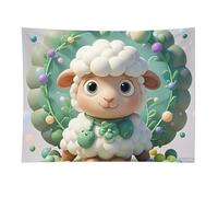 HETVBNS Cute Cartoon Sheep Tapestry Wall Hanging - 30"x40" Aesthetic Tapestries Soft Polyester Wall Art Decor Large Tapestry for Bedroom Living Room Dorm Backdrop, Hanging Kit Included