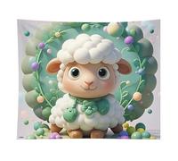 HETVBNS Cute Cartoon Sheep Tapestry Wall Hanging - 50"x60" Aesthetic Tapestries Soft Polyester Wall Art Decor Large Tapestry for Bedroom Living Room Dorm Backdrop, Hanging Kit Included