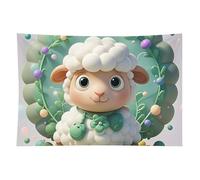 HETVBNS Cute Cartoon Sheep Tapestry Wall Hanging - 60"x90" Aesthetic Tapestries Soft Polyester Wall Art Decor Large Tapestry for Bedroom Living Room Dorm Backdrop, Hanging Kit Included