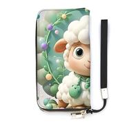 HETVBNS Cute Cartoon Sheep Wallet, Elegant Wristlet Wallet with Multi-Card Slots, PU Leather Long Purse for Women, Men