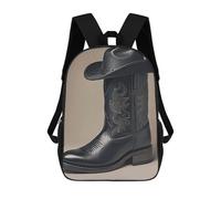 HETVBNS Cute Cowboy Black Hat Western Boots Backpack for Women Men, Durable 600D Polyester Bookbag with Large Capacity, Lightweight 17 Inch Laptop Backpack Minimalism Casual Daypack for Work, Travel