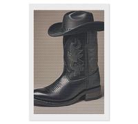 HETVBNS Cute Cowboy Black Hat Western Boots Diamond Painting Kits for Adults, Full Round Drill DIY Diamond Art for Beginners, 5D Gem Art and Crafts for Home Wall Decor 8"x12"