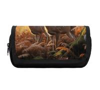 HETVBNS Cute Deers Pencil Case Extra Large, Double Layer Pencil Pouch with Zipper, Portable Cosmetic Bags for Travel, Office Stationery Organizer for Women Men