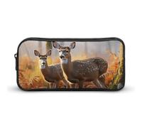 HETVBNS Cute Deers Pencil Case Large Capacity Zipper Pouch, Durable Pencil Box Organizer, Portable Small Cosmetic Bag for Office, Travel