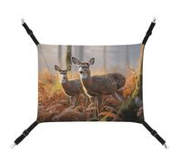 HETVBNS Cute Deers Pet Hammock for Cats & Dogs, Soft Breathable Canvas Hanging Hammock with Adjustable Straps, Comfortable & Durable Hanging Bed for Small to Medium Pets
