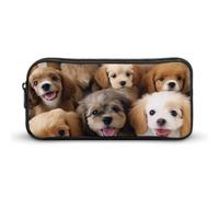 HETVBNS Cute Dogs Pencil Case Large Capacity, Durable Pencil Pouch Portable Small Cosmetic Bag with Metal Zipper, Simple Makeup Pouch Aesthetic Toiletry Bag for Travel Office